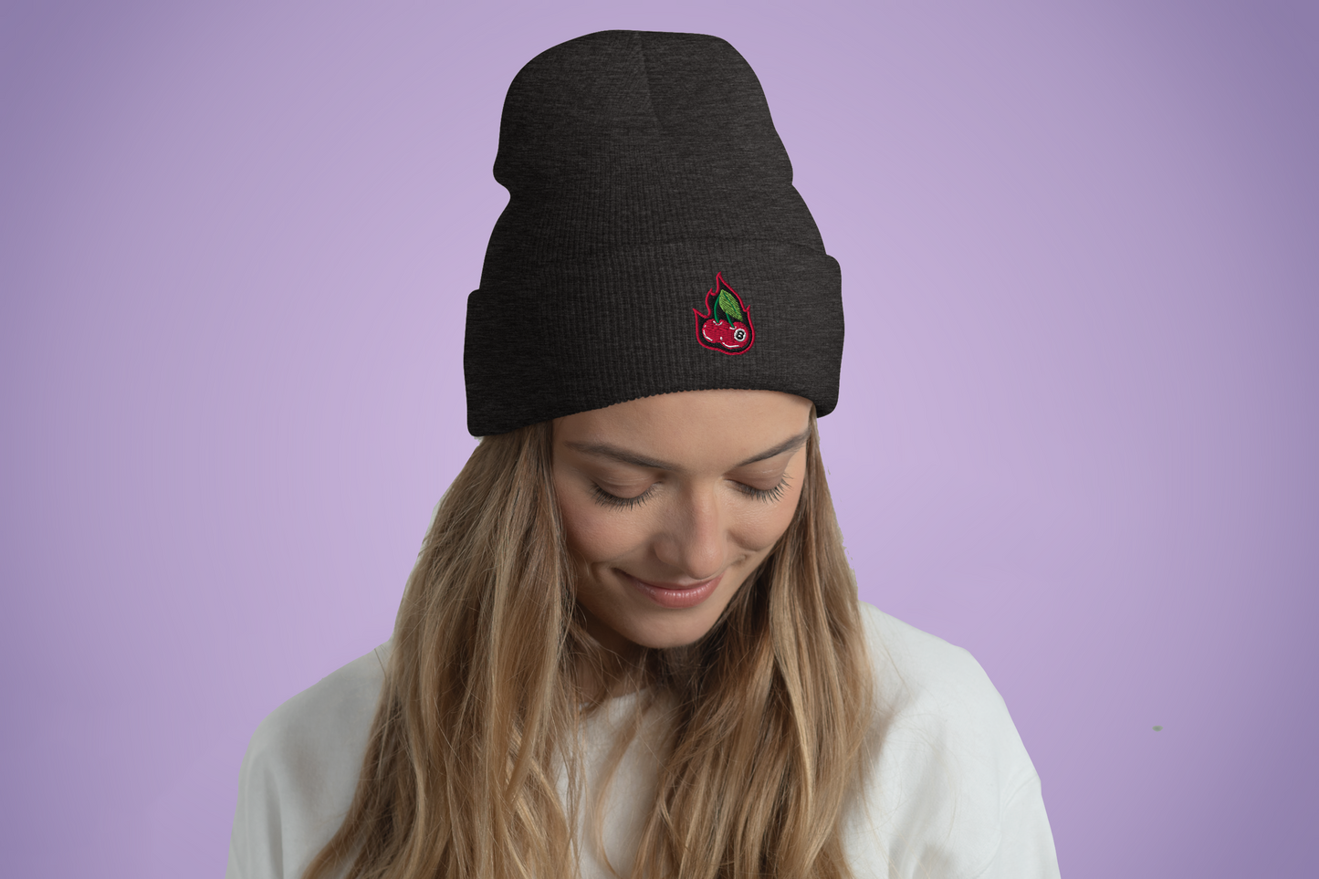 Cherry Bomb 8Ball Embroidered Cuffed Beanie