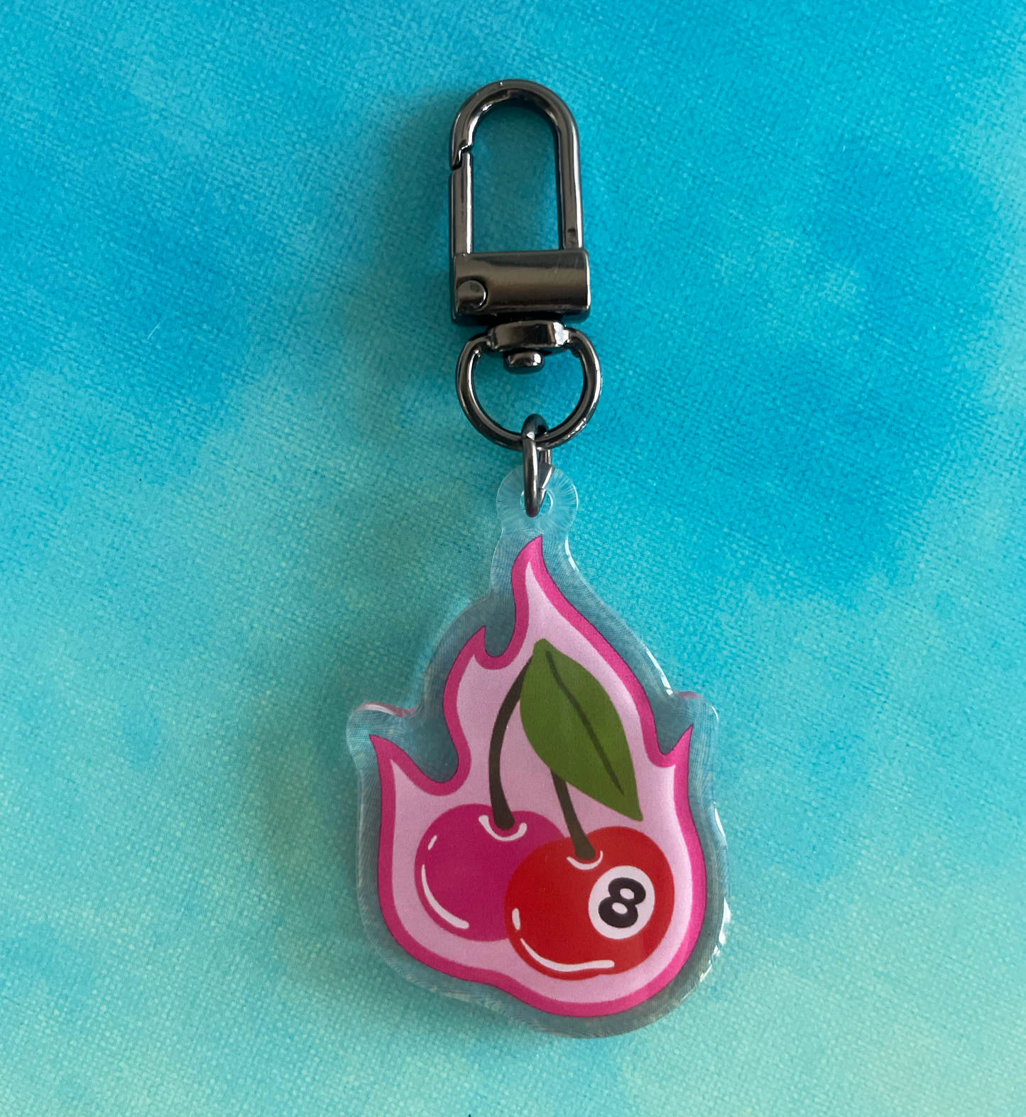 Cherry Bomb 8-Ball Double-Sided Clear Acrylic Keychain