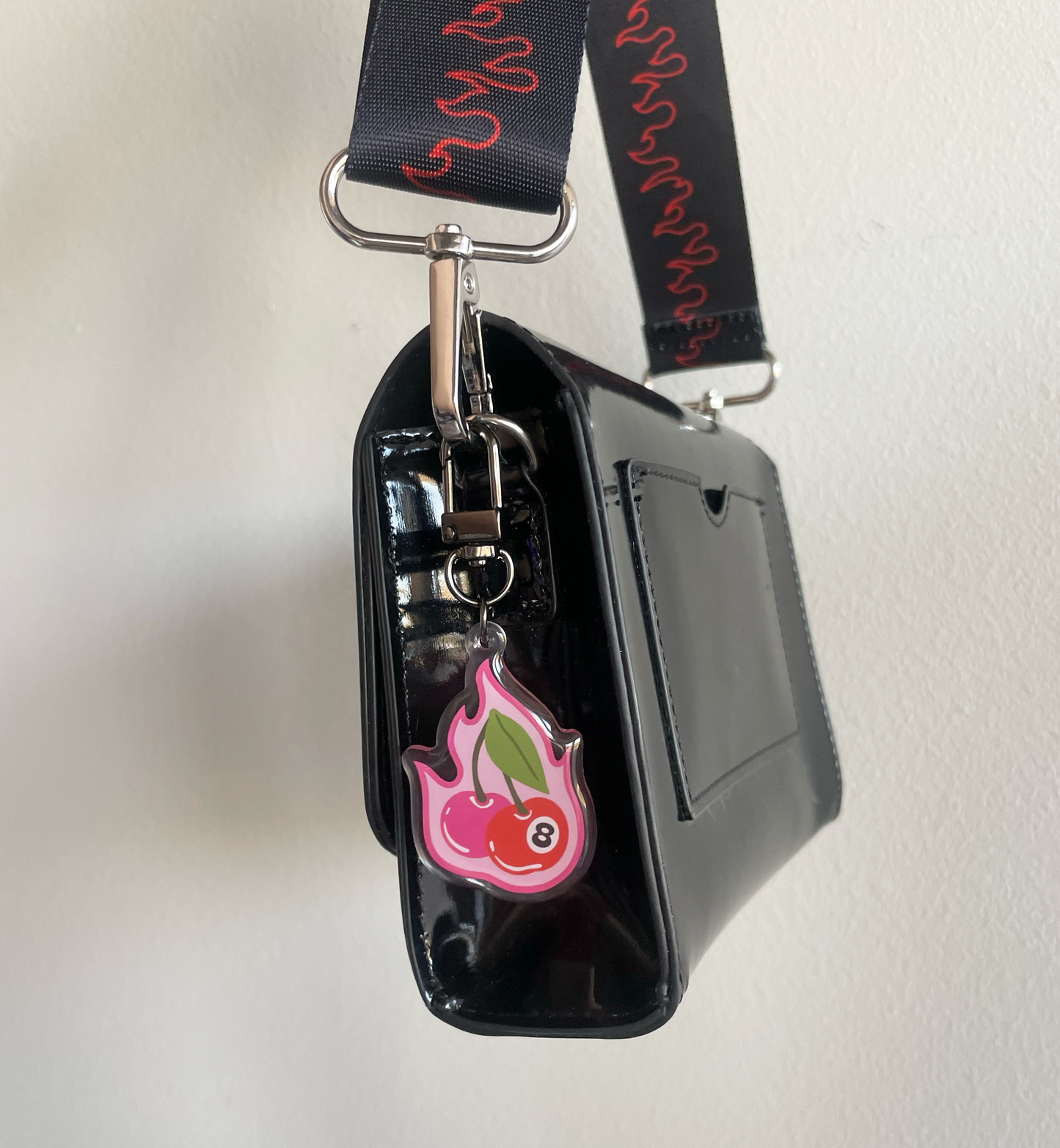 Cherry Bomb 8-Ball Double-Sided Clear Acrylic Keychain