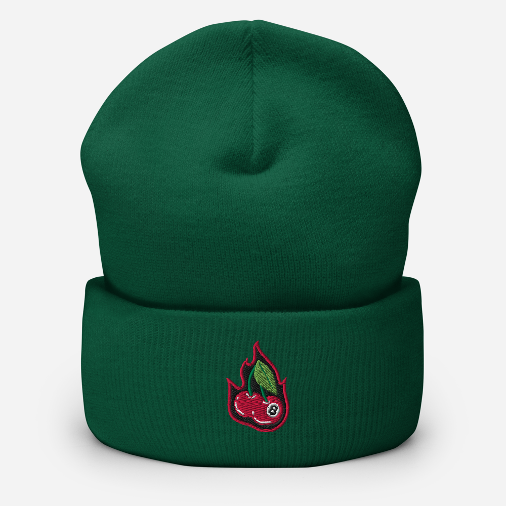 Cherry Bomb 8Ball Embroidered Cuffed Beanie