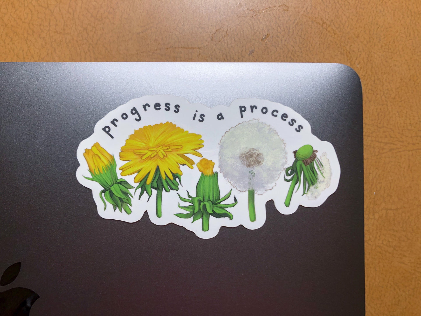 Progress is a Process | Dandelion Life Cycle Inspirational Illustrated Matte Vinyl Sticker