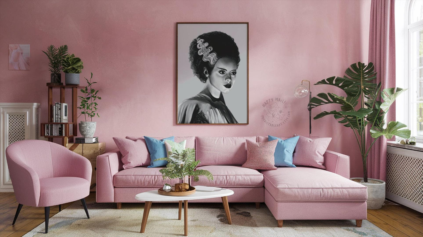 Bride of Frankenstein | Elsa Lanchester | Matte Digital Illustration Poster Print