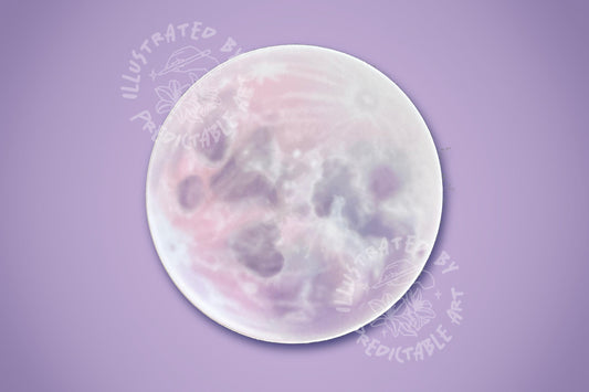 Pastel Full Moon Matte Vinyl Sticker | Original Artwork Illustration