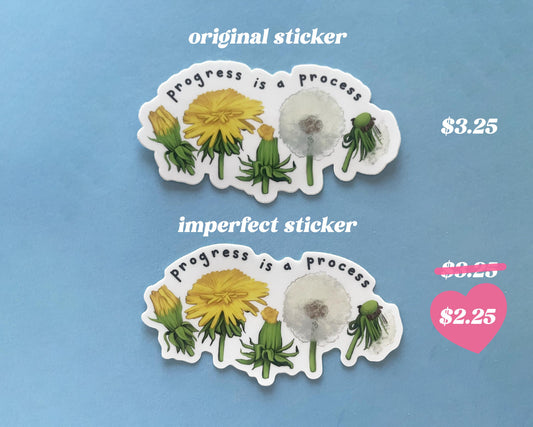 Progress is a Process | OOPS! Batch of Dandelion Life Cycle Inspirational Mini Matte Vinyl Stickers