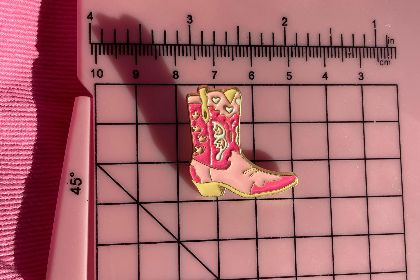 Pink Pony Club Rhinestone Cowgirl | Western Boot Glitter & Gold Enamel Pin