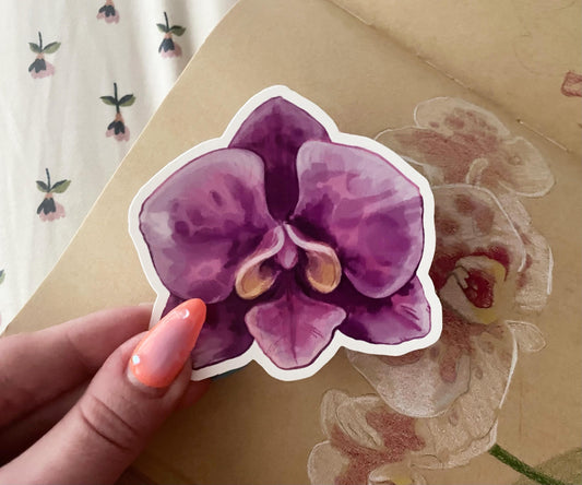 Purple Orchid Bloom | 3" Illustrated Matte Vinyl Sticker