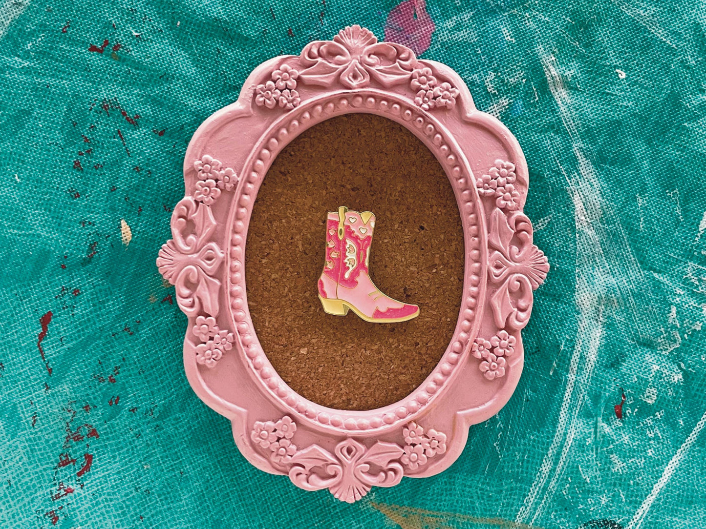 Pink Pony Club Rhinestone Cowgirl | Western Boot Glitter & Gold Enamel Pin