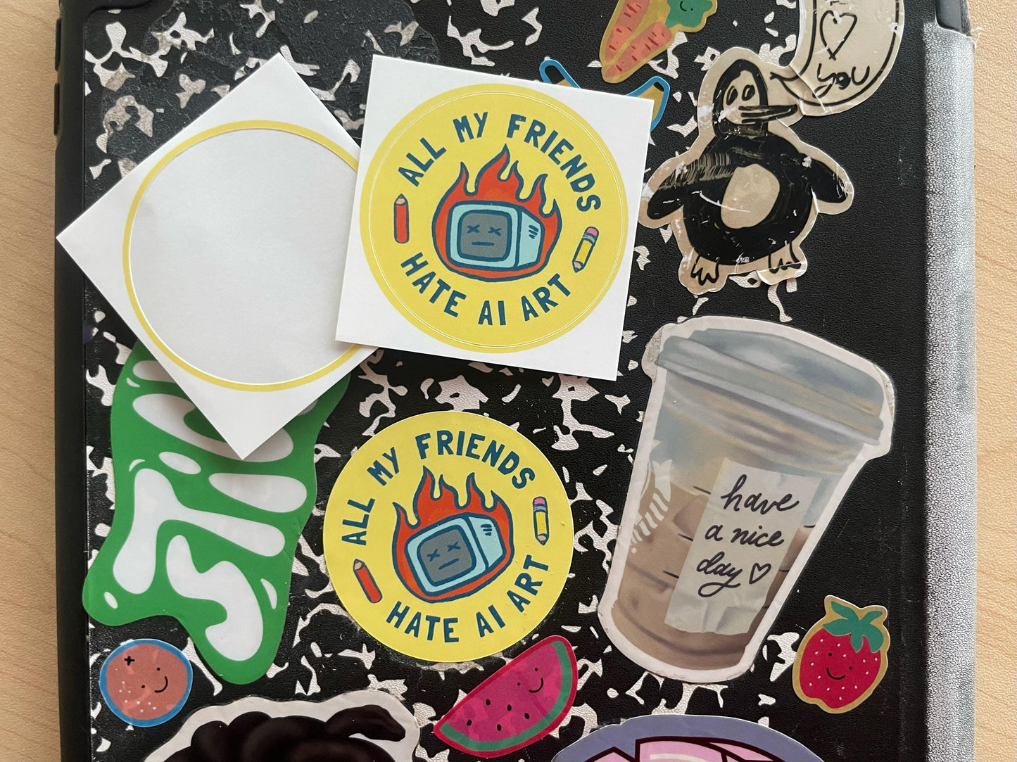 All My Friends Hate AI Art | Illustrated Round Vinyl Sticker