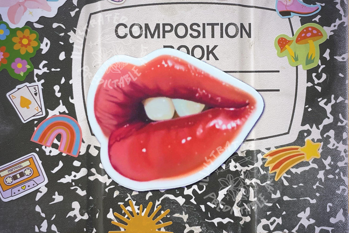 Cherry Lipstick Matte Vinyl Sticker