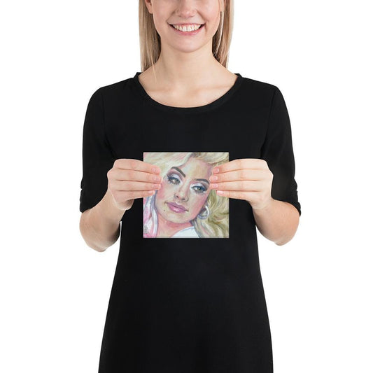 70s Dolly Portrait 1" Canvas Print | Pastel Wall Art & Retro Country Home Decor