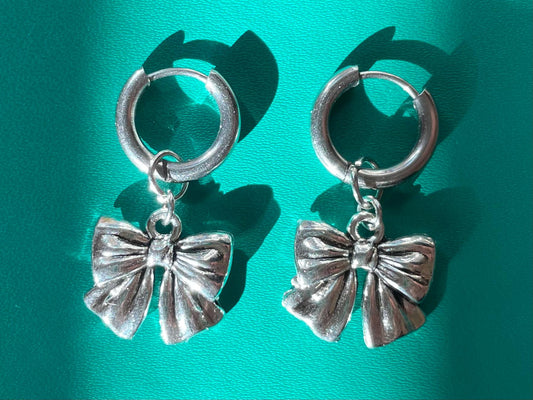 Silver Bow Vintage-Inspired Charm Earrings