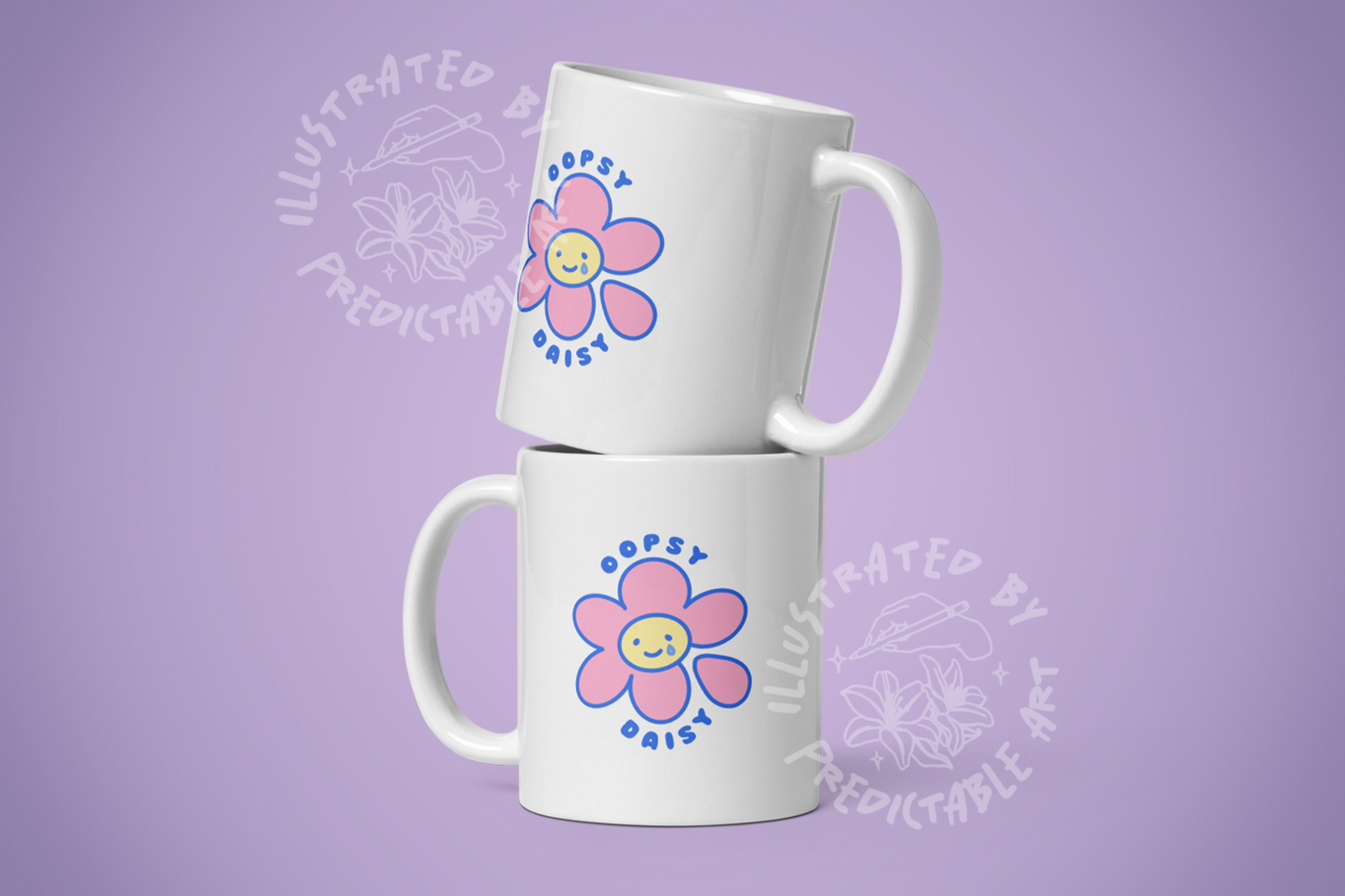 Oopsy Daisy Illustrated Glossy White Ceramic Mug | Available in 11oz, 15oz, and 20oz