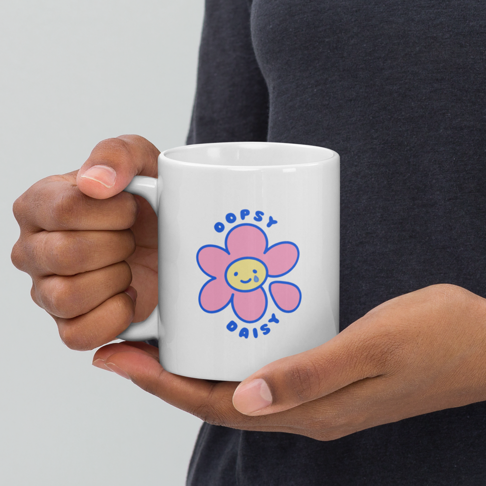 Oopsy Daisy Illustrated Glossy White Ceramic Mug | Available in 11oz, 15oz, and 20oz
