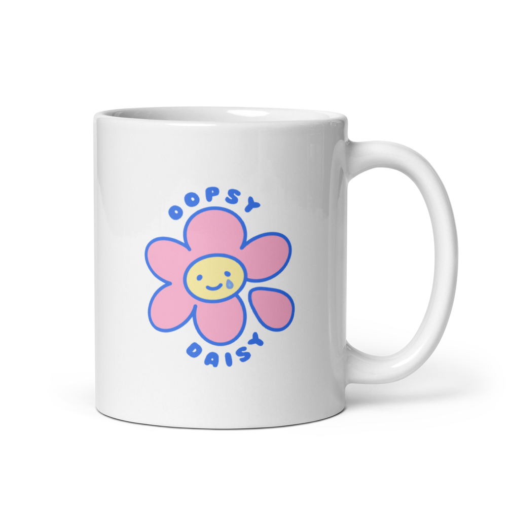 Oopsy Daisy Illustrated Glossy White Ceramic Mug | Available in 11oz, 15oz, and 20oz