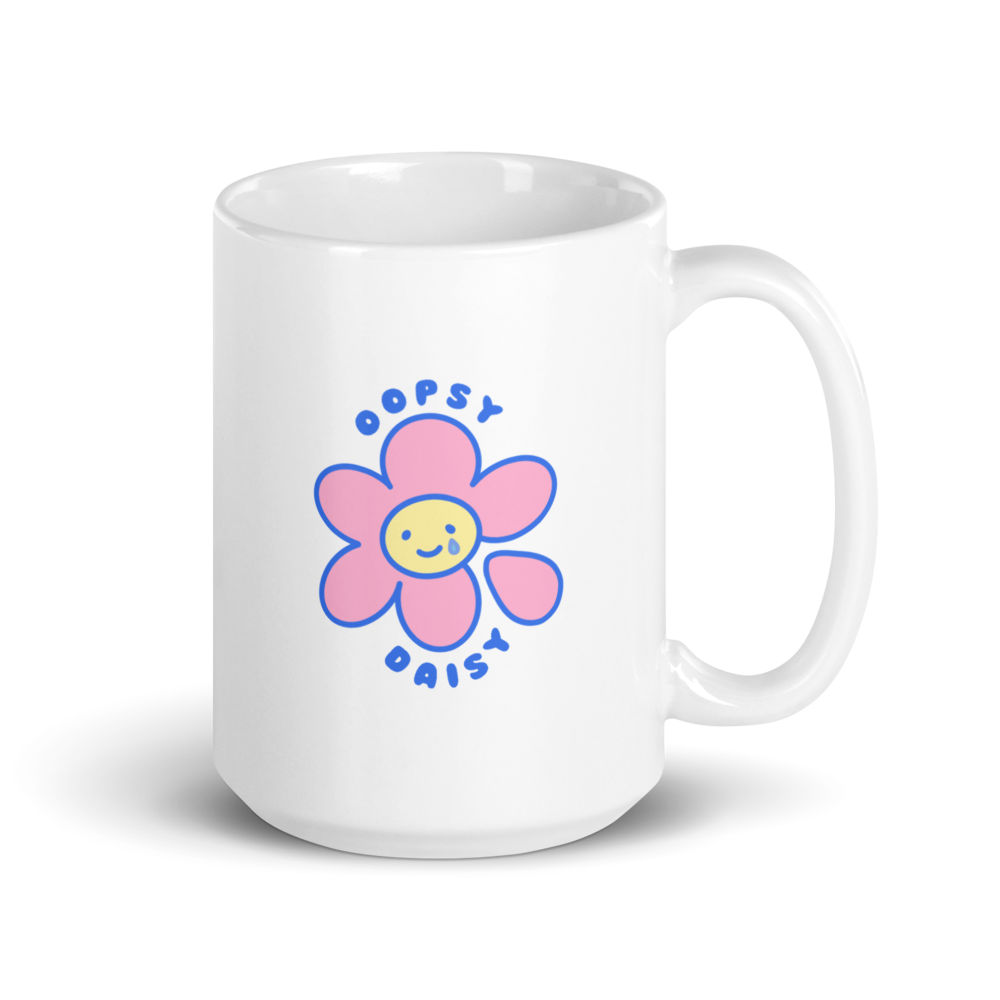 Oopsy Daisy Illustrated Glossy White Ceramic Mug | Available in 11oz, 15oz, and 20oz