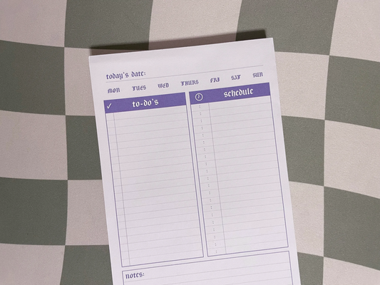 Lilac Daily Planner 5.5x8.5" | 100 Sheet Notepad | Purple Minimal Undated Desk Organizer