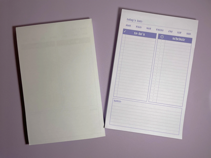 Lilac Daily Planner 5.5x8.5" | 100 Sheet Notepad | Purple Minimal Undated Desk Organizer