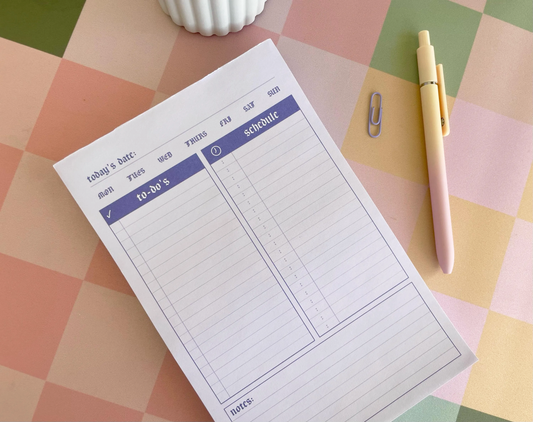 Lilac Daily Planner 5.5x8.5" | 100 Sheet Notepad | Purple Minimal Undated Desk Organizer