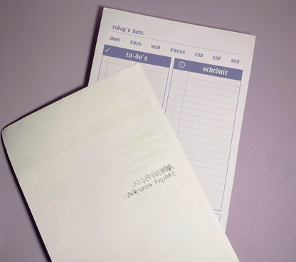 Lilac Daily Planner 5.5x8.5" | 100 Sheet Notepad | Purple Minimal Undated Desk Organizer