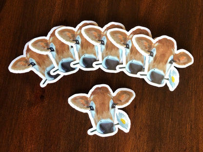 Daisy Cow 3" Illustrated Vinyl Sticker | available in Shiny Gloss & Matte finish