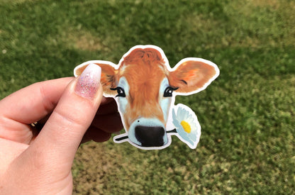 Daisy Cow 3" Illustrated Vinyl Sticker | available in Shiny Gloss & Matte finish
