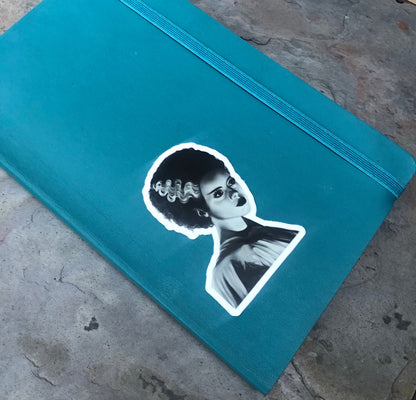 Bride of Frankenstein 3" Illustrated Matte Vinyl Sticker | Elsa Lanchester Portrait Illustration