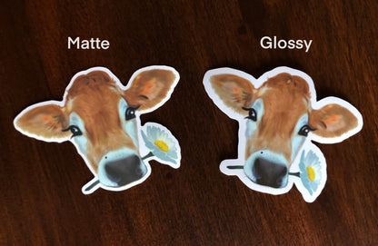 Daisy Cow 3" Illustrated Vinyl Sticker | available in Shiny Gloss & Matte finish