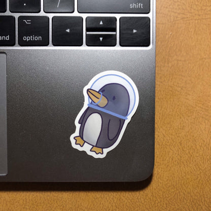 Space Penguin Astronaut Doodle | 2" Glossy Laminated Vinyl Sticker