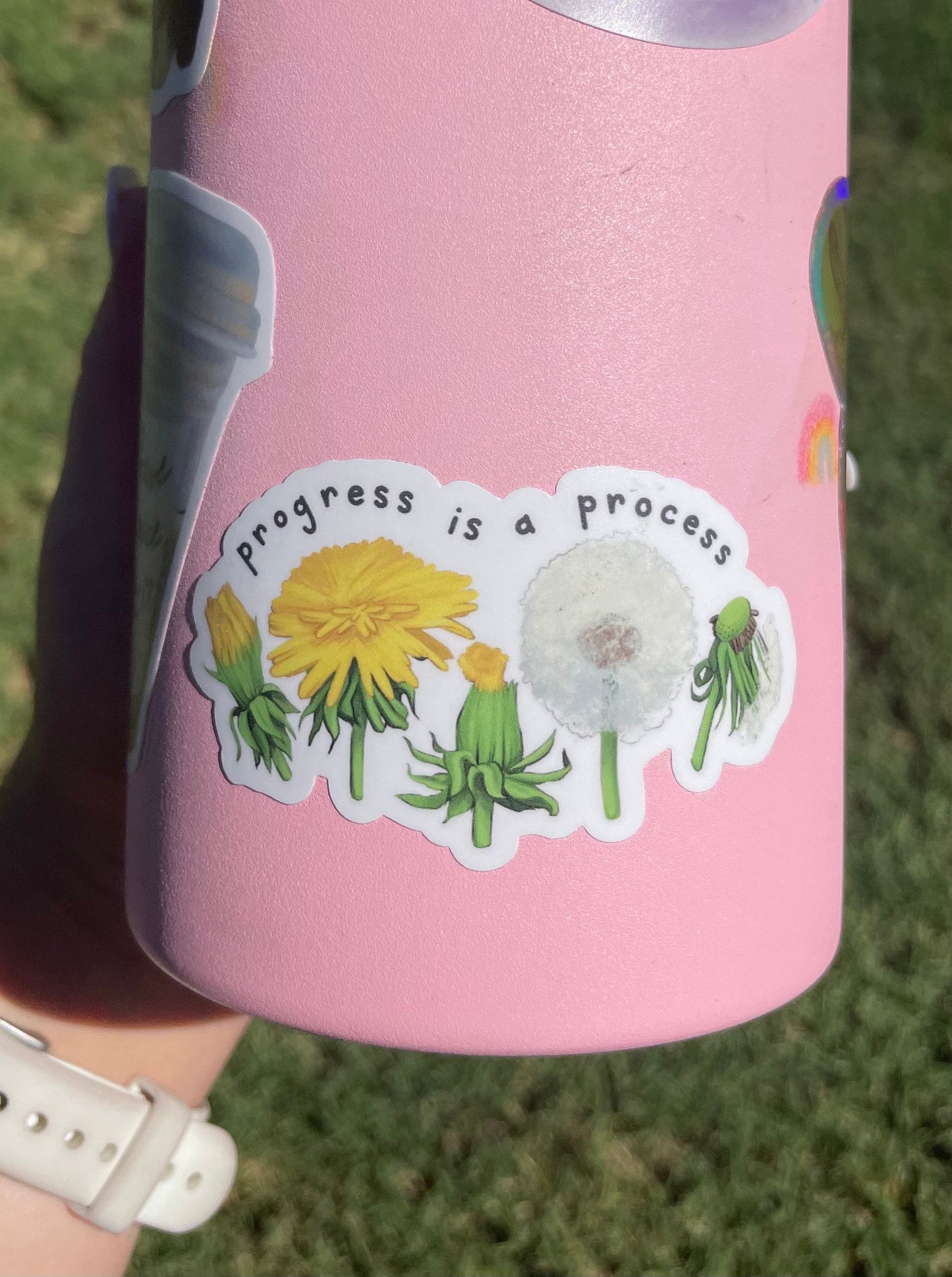 Progress is a Process | Dandelion Life Cycle Inspirational Illustrated Matte Vinyl Sticker