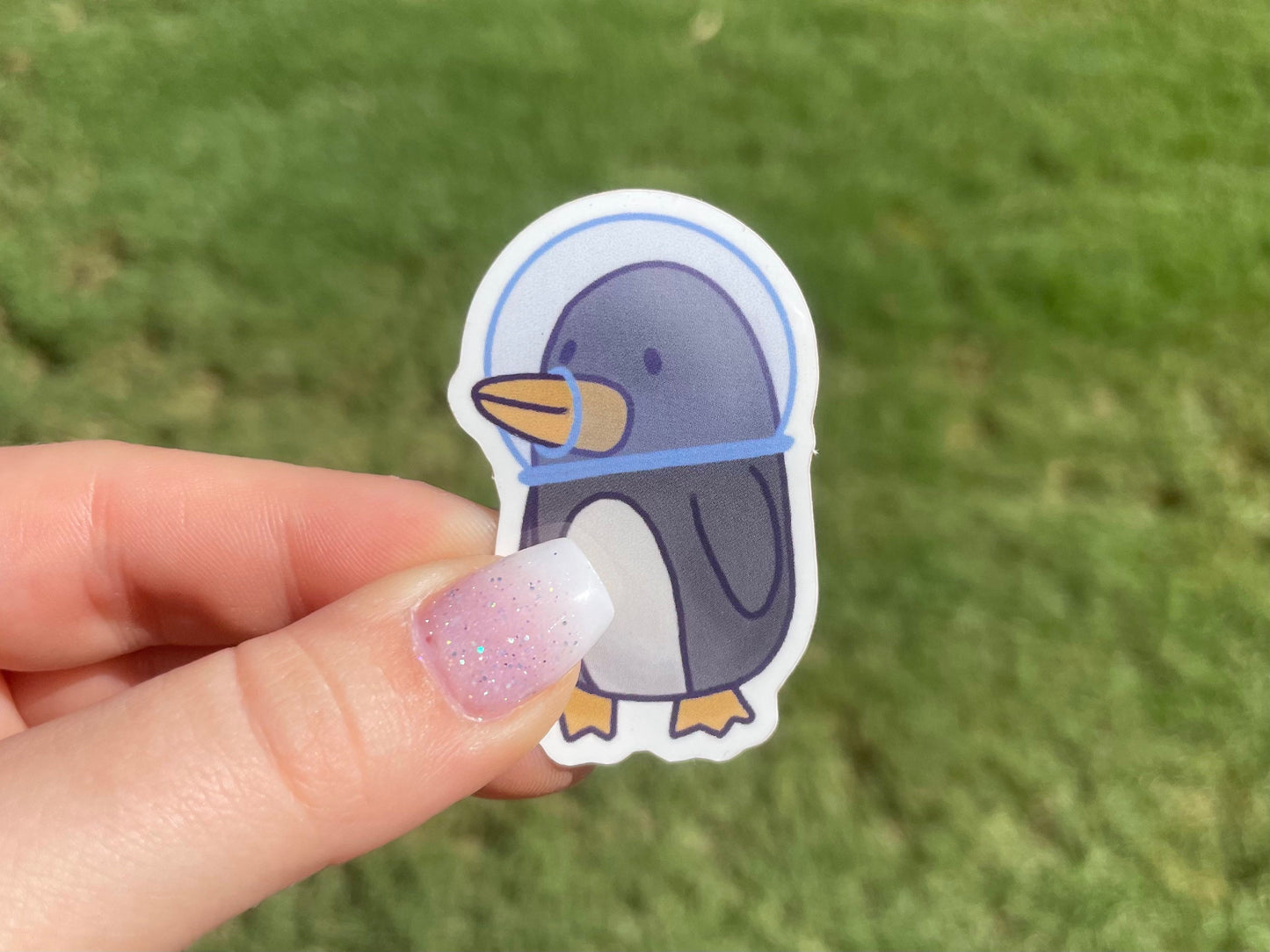 Space Penguin Astronaut Doodle | 2" Glossy Laminated Vinyl Sticker