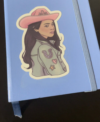 Moody Cowgirl | 3" Illustrated Matte Vinyl Sticker