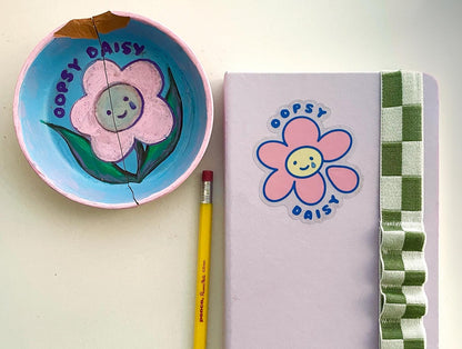 Oopsy Daisy | 3" Illustrated Matte Vinyl Sticker | available in Clear & Classic White trim
