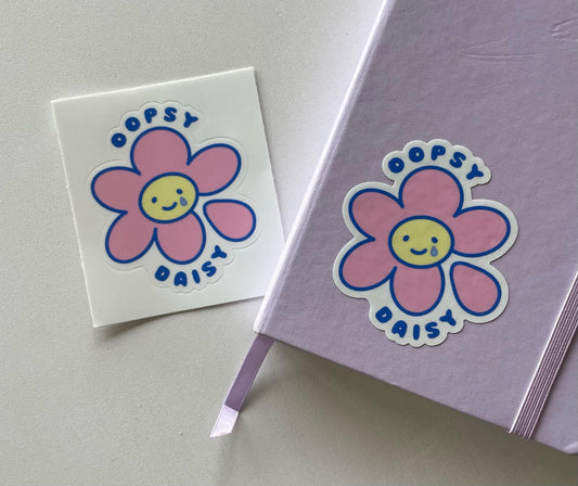 Oopsy Daisy | 3" Illustrated Matte Vinyl Sticker | available in Clear & Classic White trim