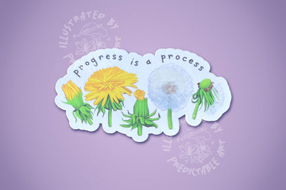 Progress is a Process | Dandelion Life Cycle Inspirational Matte Vinyl Sticker