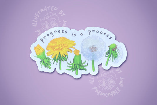 Progress is a Process | Dandelion Life Cycle Inspirational Matte Vinyl Sticker