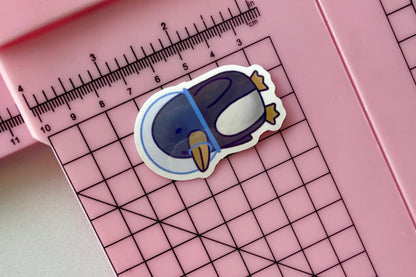 Space Penguin Astronaut Doodle | 2" Glossy Laminated Vinyl Sticker