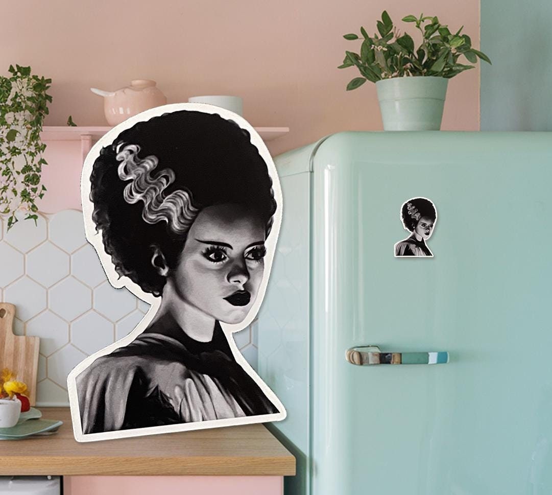 Bride of Frankenstein Fridge Magnet | Retro Gothic Home Decor
