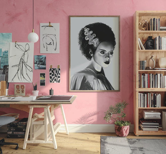Bride of Frankenstein | Elsa Lanchester | Matte Digital Illustration Poster Print