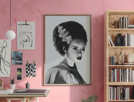 Bride of Frankenstein | Elsa Lanchester | Matte Digital Illustration Poster Print