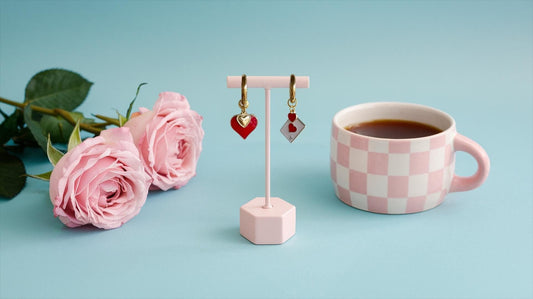 Queen of Hearts Gold Charm Huggie Hoop Earrings