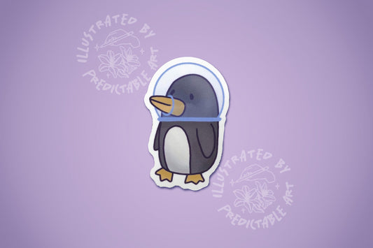 Space Penguin | Aquatic Astronaut Glossy Laminated Vinyl Sticker