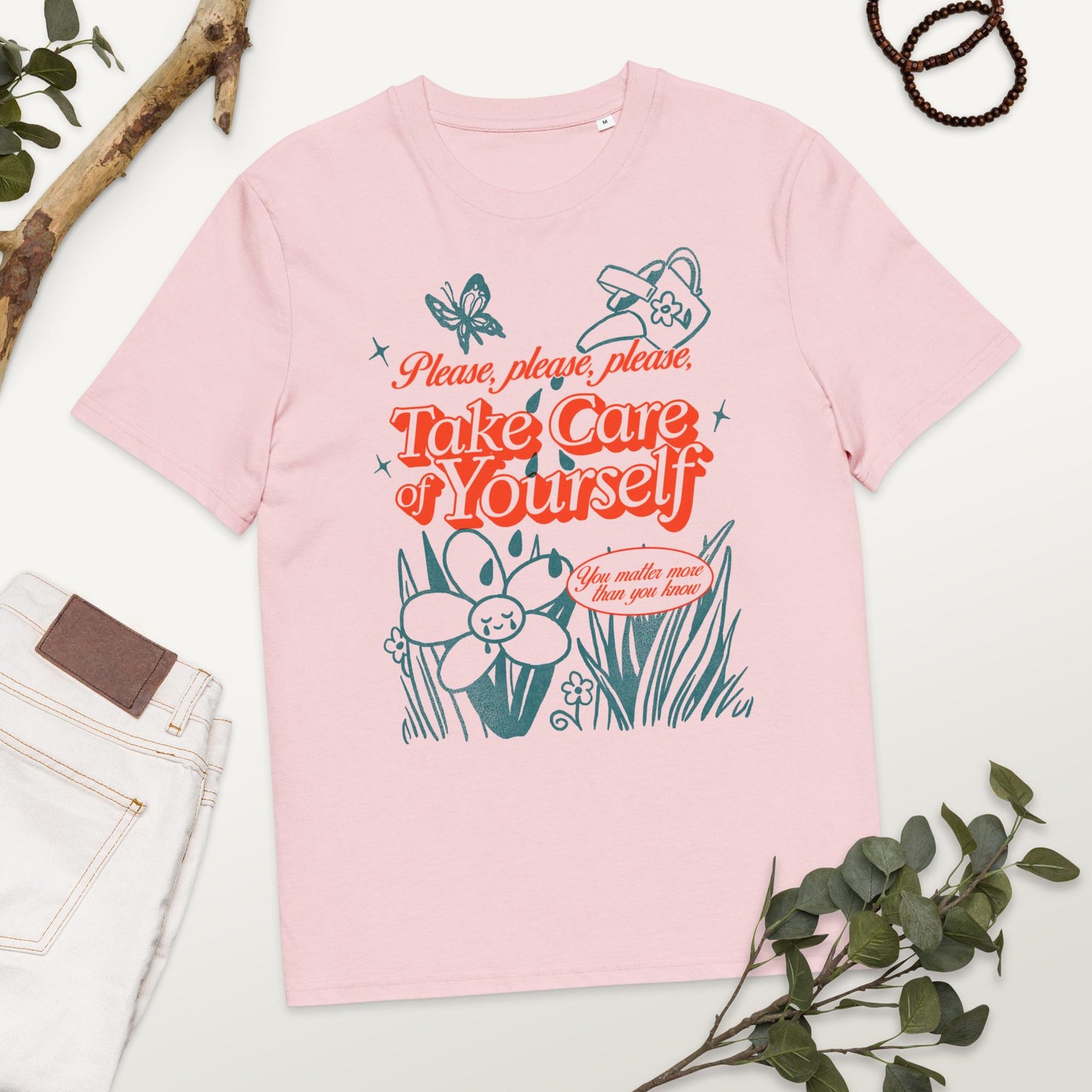 Please Take Care of Yourself Illustrated Graphic Tee | 100% Cotton Unisex Fit