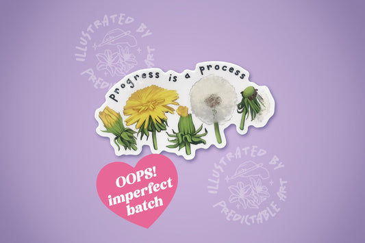 Progress is a Process | OOPS! Batch of Dandelion Life Cycle Inspirational Mini Matte Vinyl Stickers