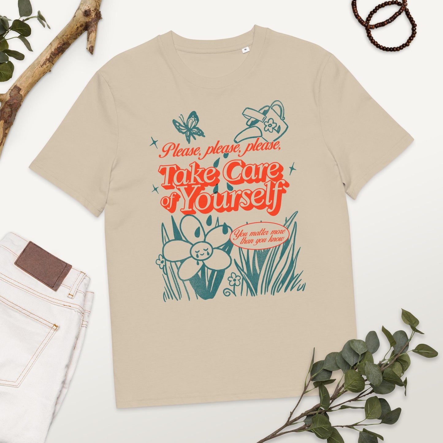 Please Take Care of Yourself Illustrated Graphic Tee | 100% Cotton Unisex Fit