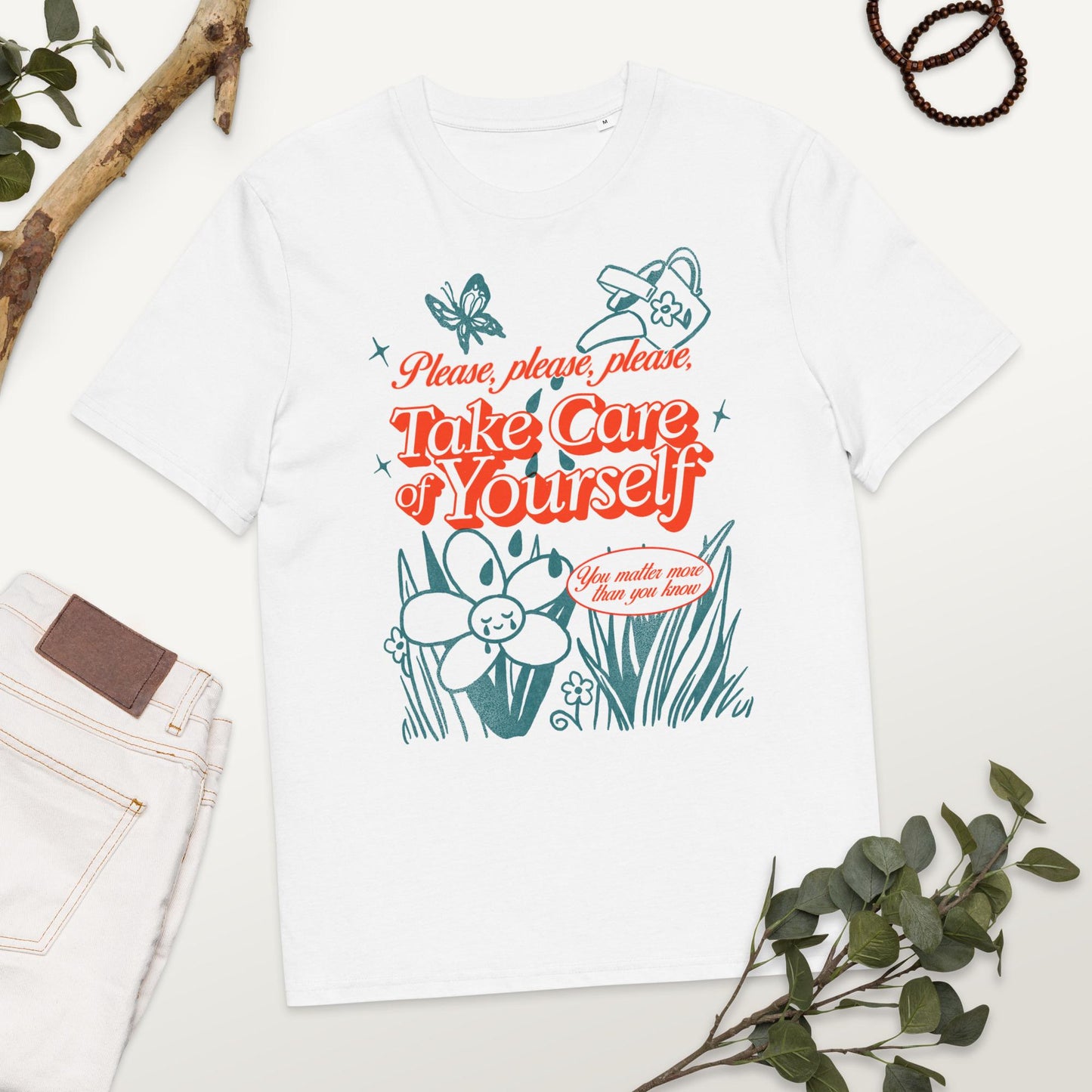 Please Take Care of Yourself Illustrated Graphic Tee | 100% Cotton Unisex Fit