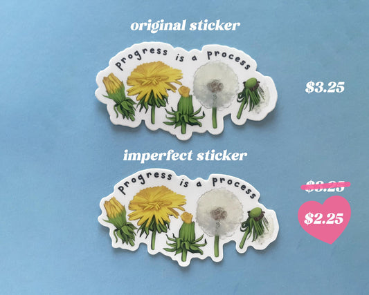 Progress is a Process | OOPS! Batch of Dandelion Life Cycle Inspirational Mini Matte Vinyl Stickers