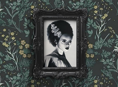 Bride of Frankenstein Elsa Lanchester Portrait | Digital Art Glossy Photo Print