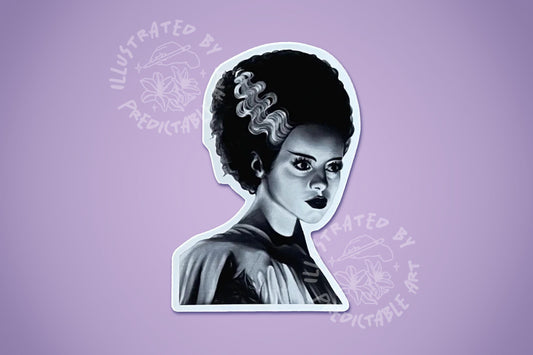 Bride of Frankenstein Matte Vinyl Sticker | Elsa Lanchester Portrait Illustration