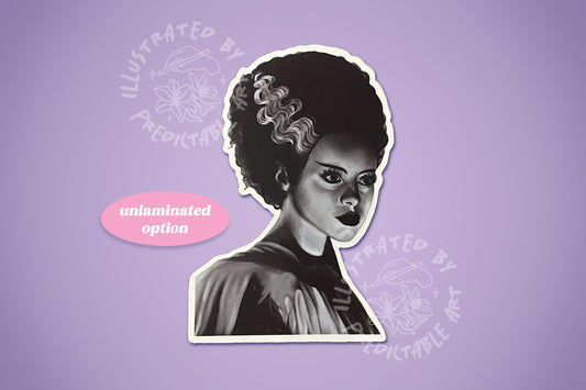 Bride of Frankenstein 3" Matte Sticker | Elsa Lanchester Original Artwork Portrait Illustration