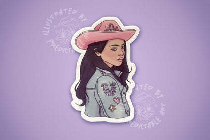 Moody Cowgirl | 3" Illustrated Matte Vinyl Sticker